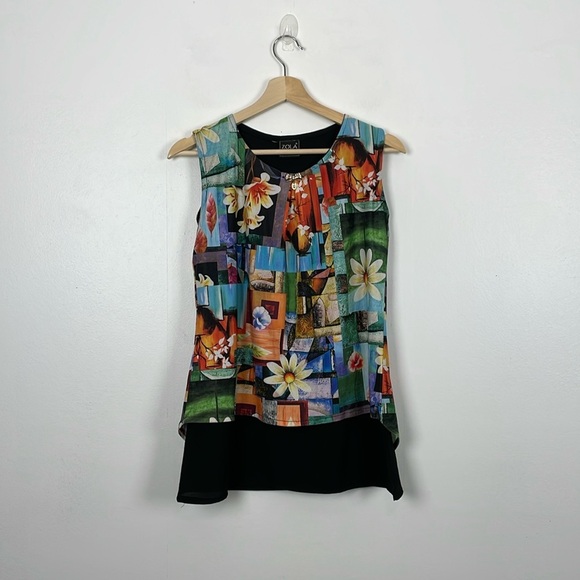 Zola Sleeveless Floral Womens Multicolor Pullover Tunic Lightweight Layered Top - Picture 1 of 10
